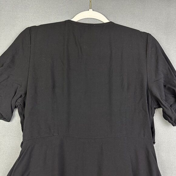 ASOS Wrap Dress Womens 10 Black Layered Tie Front Flowy Basic Minimalist - Picture 9 of 16